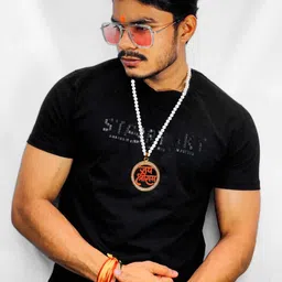 Utkarsh Jai Shri Ram Stainless Steel Stones Studded & Beaded Circular Shaped Pendant-picture-33