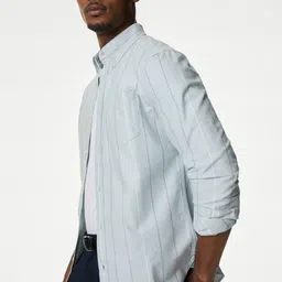 Marks & Spencer Men Opaque Striped Casual Shirt image 3