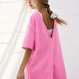 HERE&NOW Solid Three-Quarter Sleeves Round Neck Jumpsuit image 3