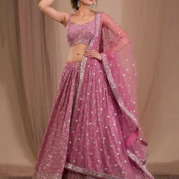 Zeel Clothing Embroidered Sequinned Semi-Stitched Lehenga & Unstitched Blouse With Dupatta-image-22