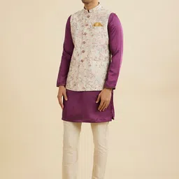 Manyavar Men Embroidered Woven Nehru Jacket image 3