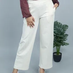 Mlada Women Plus Size Wide Leg Flared Mid-Rise Stretchable Trouser-image-60