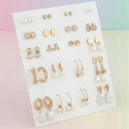 TheVineGirl Women 20 Pair Contemporary Studs Earrings-image-8