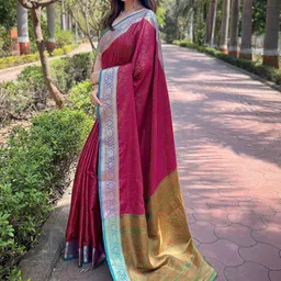 ELITE WEAVES Ethnic Woven Design Zari Kanjeevaram Saree image 2