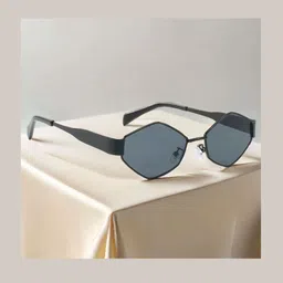 OUDI Unisex Grey Lens & Black Oval Sunglasses with image 3