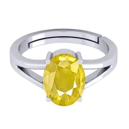 VISHVMA Silver Plated 9.00 Ratti Sapphire Pukhraj Gemstone Studded Finger Ring-picture-40