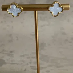 JHUMKA TREND Stainless Steel Gold-Plated Enamelled Floral Shaped Studs-picture-26