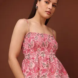 OBSHIVKA Print Smocked Cotton Top image 4