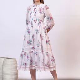 AURELIA Floral Print Puff Sleeve Fit & Flare Midi Dress-picture-23