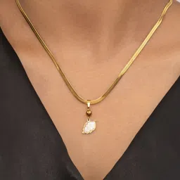 ARTKLIM Stainless Steel Gold-Plated Leaf Shaped Pendants With Chains image 2