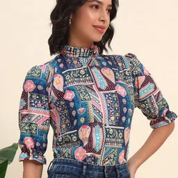 4WRD by Dressberry Women Ethnic Motifs Print High Neck Top image 2