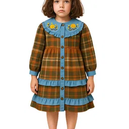 Le Nino Checked Peter Pan Collar A-Line Dress-picture-16