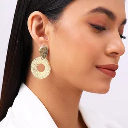 Priyaasi Gold Plated Contemporary Drop Earrings-image-86