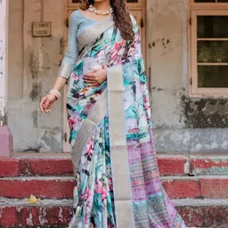 ALMAARI FASHION Floral Printed Jamdani Saree-picture-29