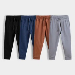 Orange Sugar Kids Pack Of 4 Cotton Mid-Rise Joggers-picture-37
