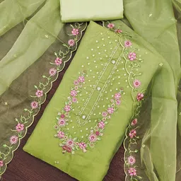 MANVAA Floral Embroidered Silk Georgette Unstitched Dress Material-picture-16