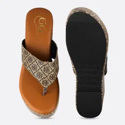 GLO GLAMP Sunlit Brown Flower Platform Wedges image 2