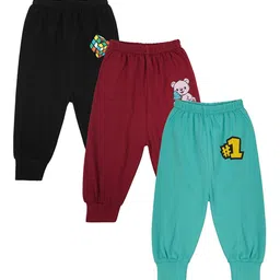 clap Baby Infants Pack Of 3 Printed Cotton Mid-Rise Joggers image 1