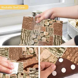 Kuber Industries Brown & Black Printed Water Resistant Shelf Liner Organisers image 3