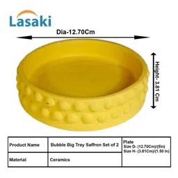 LASAKI Bubble 2Pcs Yellow Ceramic Lightweight Round Big Flower Planter Trays image 3