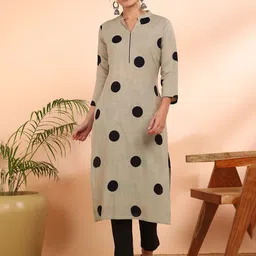 PinkTribe Women Polka Dots Printed Casual Straight Kurta-picture-30