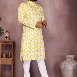 swadeshi collection Printed Mandarin Collar Pure Cotton Kurta With Churidar image 4