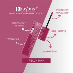 krayons Set Of 2 Velvet Kiss Lipstick - 3.5 ml Each - Dark Chocolate 07 - Peach Pink 08 image 5