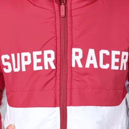 Babyhug Full Sleeve Hoodie Colorblock with HD Print - Red White image 5