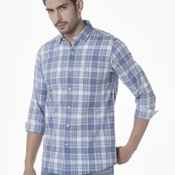 Klub Fox Men Slim Fit Tartan Checked Spread Collar Cotton Casual Shirt-picture-31