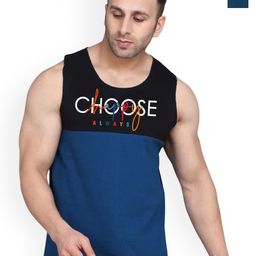 SLOWLORIS Pack Of 2 Printed Round Neck Sleeveless Bio-Wash Cotton Gym Vests-picture-20