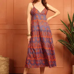TAG 7 Print Printed Shoulder Straps Neck A-Line Tiered Maxi Dress-picture-13