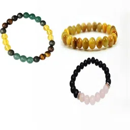 Divine souvenirs Unisex Set Of 3 Artificial Beaded Elasticated Bracelet-picture-52
