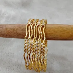 Vinayak enterprise Set Of 4 Gold-Plated Stone Studded Traditional Bangles-picture-30