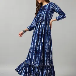 Femvy Tie & Dye Dyed Gathered Or Pleated Maxi Dress-image-84