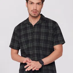 THE BEETEL HOUSE Men Comfort Slim Fit Tartan Checked Spread Collar Cotton Casual Shirt-image-82