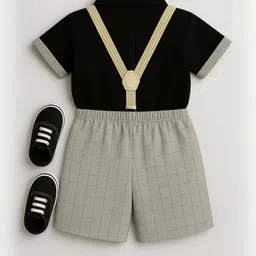 STINITY Boys Shirt with Shorts with Bow Tie & Suspenders Clothing Set image 3