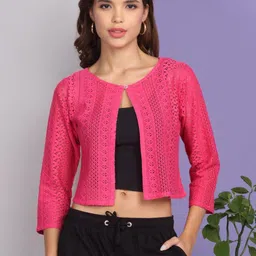 MORDEN MUSE Women Three-Quarter Sleeves Shrug-image-86