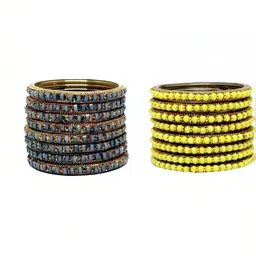 Adiba Fashion Factory Set Of 2 Multi Glass Artificial Stones & Beads Bangle-picture-40