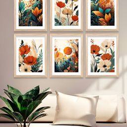 Kotart Brown & White 6 Pieces Wood Floral and Botanical Wall Arts-picture-11