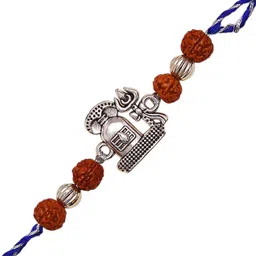 Aapno Rajasthan Traditional Ethnic Shiv Rakhi With Roli Chawal & Greetings Card image 5