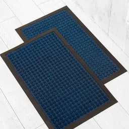Ariana Navy Blue & Black 2 Pieces Self Design Anti-Skid Doormats-image-45