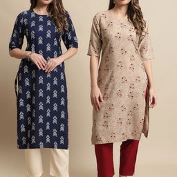 7threads KALINI Pack of 2 Floral Printed Regular Kurta with Trousers-picture-45