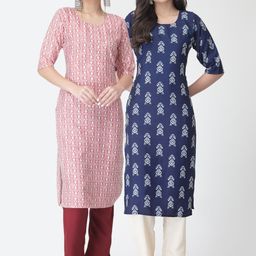 7threads KALINI Pack of 2 Ethnic Motifs Printed Regular Kurta with Trousers-picture-8