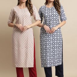7threads KALINI Pack of 2 Ethnic Motifs Printed Regular Kurta with Trousers-picture-10