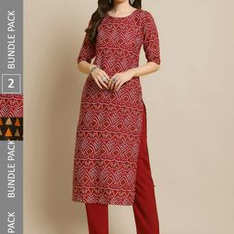 7threads KALINI Selection of 2 Bandhani Printed Straight Kurta with Trousers-picture-22