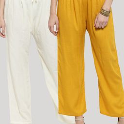 Clora Creation Women Pack of 2 Solid Rayon Straight Palazzos-picture-6