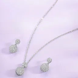 Peora Silver-Plated CZ-Studded Jewellery Set-image-8