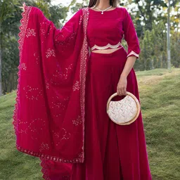 Libas Crop Top with Palazzos & Dupatta-picture-11