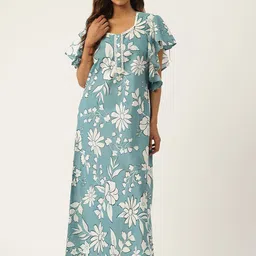 ETC Printed Pure Cotton Maxi Nightdress-image-97