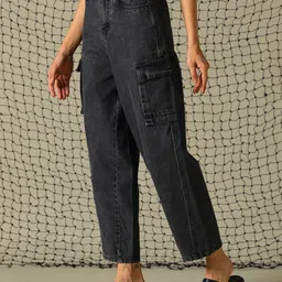 Hubberholme Women Solid High-Rise Balloon Fit Cargo Jeans-picture-38